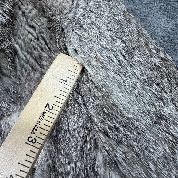 Vintage Rabbit Fur Cropped Jacket Gray Real Fur 70s 80s Women XS/S - Picture 11 of 11